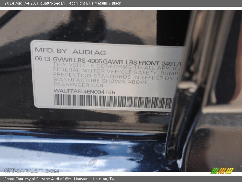 Moonlight Blue Metallic / Black 2014 Audi A4 2.0T quattro Sedan