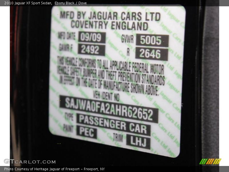 Ebony Black / Dove 2010 Jaguar XF Sport Sedan