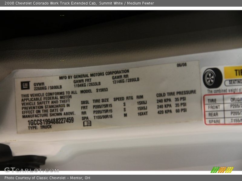 Summit White / Medium Pewter 2008 Chevrolet Colorado Work Truck Extended Cab