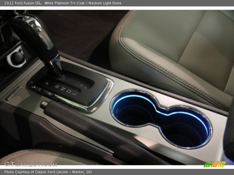 White Platinum Tri-Coat / Medium Light Stone 2012 Ford Fusion SEL