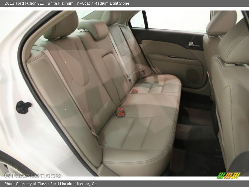 White Platinum Tri-Coat / Medium Light Stone 2012 Ford Fusion SEL