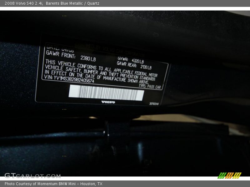 Barents Blue Metallic / Quartz 2008 Volvo S40 2.4i