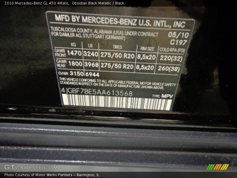 Obsidian Black Metallic / Black 2010 Mercedes-Benz GL 450 4Matic