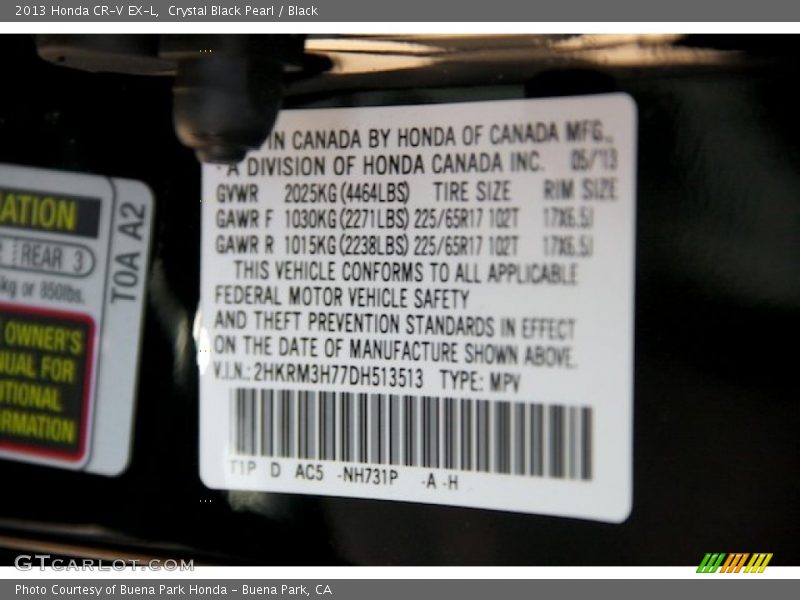 Crystal Black Pearl / Black 2013 Honda CR-V EX-L