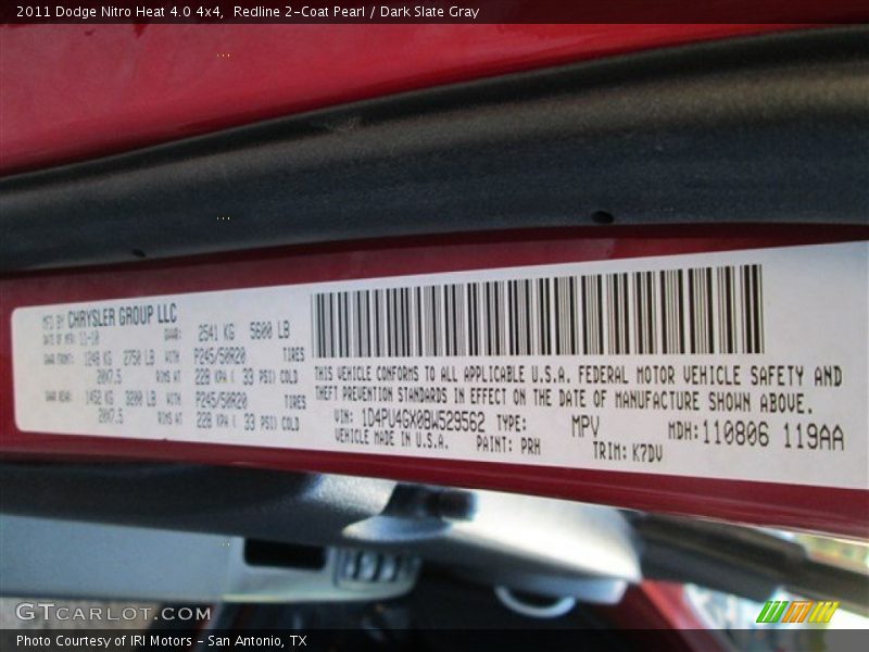 Redline 2-Coat Pearl / Dark Slate Gray 2011 Dodge Nitro Heat 4.0 4x4