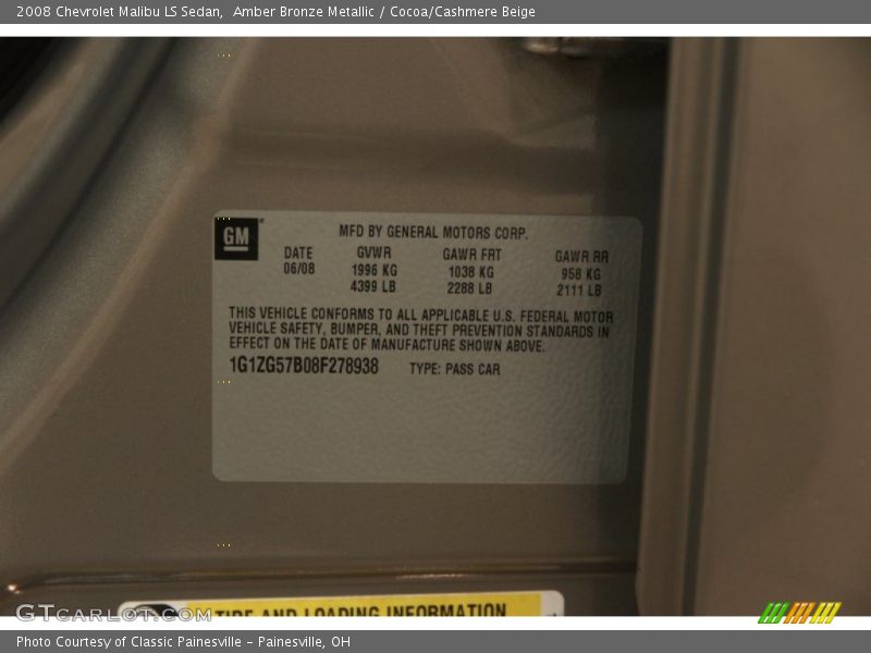 Amber Bronze Metallic / Cocoa/Cashmere Beige 2008 Chevrolet Malibu LS Sedan