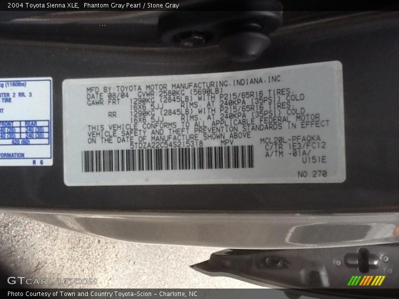 Phantom Gray Pearl / Stone Gray 2004 Toyota Sienna XLE