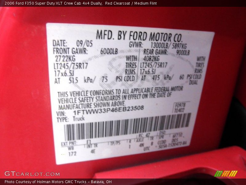 Red Clearcoat / Medium Flint 2006 Ford F350 Super Duty XLT Crew Cab 4x4 Dually