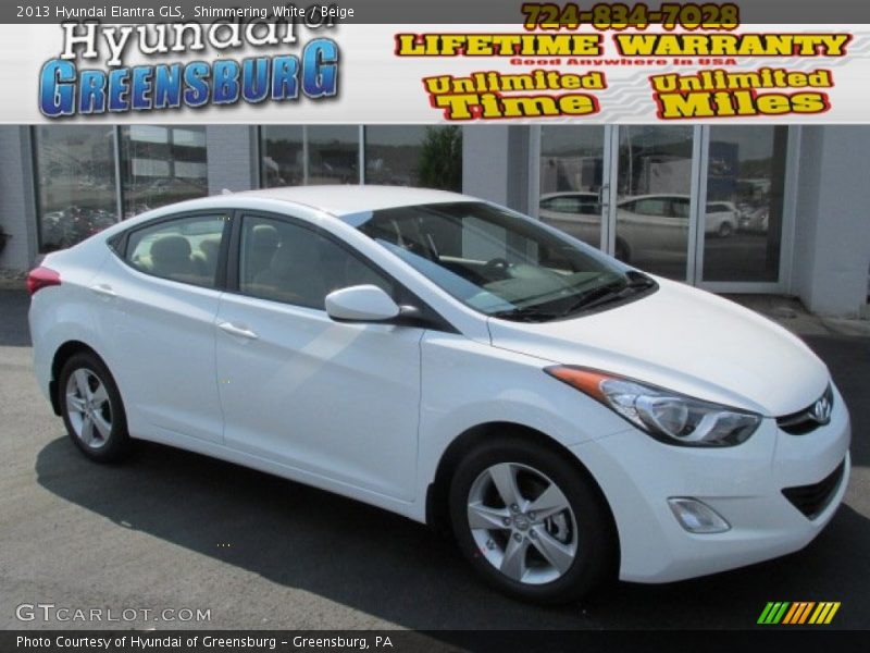 Shimmering White / Beige 2013 Hyundai Elantra GLS