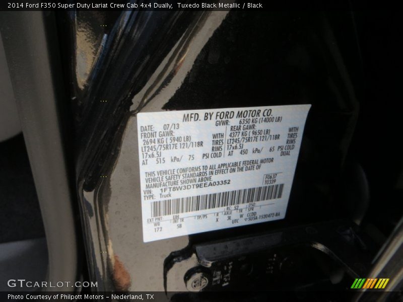 Tuxedo Black Metallic / Black 2014 Ford F350 Super Duty Lariat Crew Cab 4x4 Dually