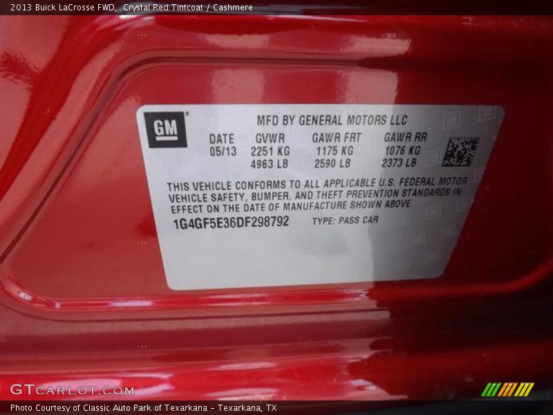Crystal Red Tintcoat / Cashmere 2013 Buick LaCrosse FWD