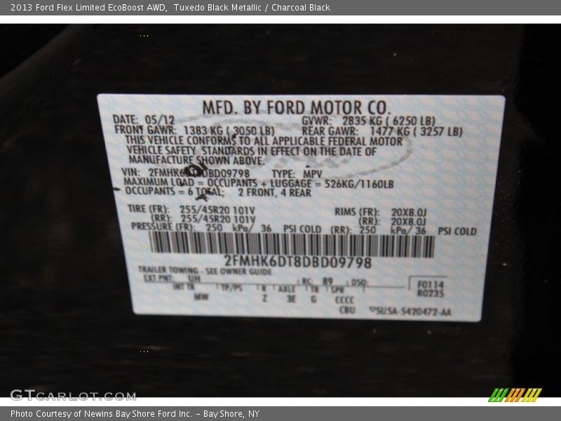2013 Flex Limited EcoBoost AWD Tuxedo Black Metallic Color Code UH