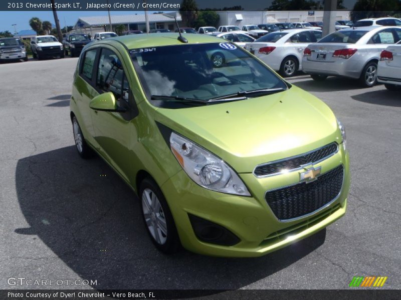 Jalapeno (Green) / Green/Green 2013 Chevrolet Spark LT