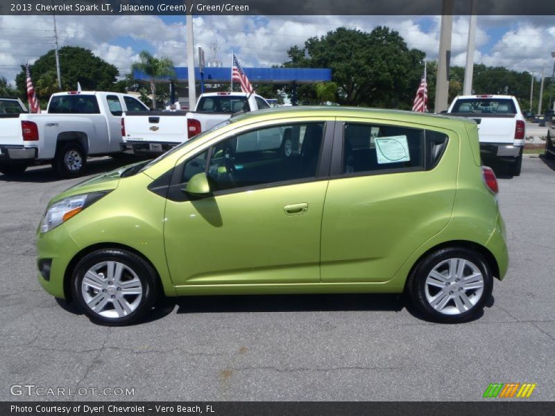 Jalapeno (Green) / Green/Green 2013 Chevrolet Spark LT