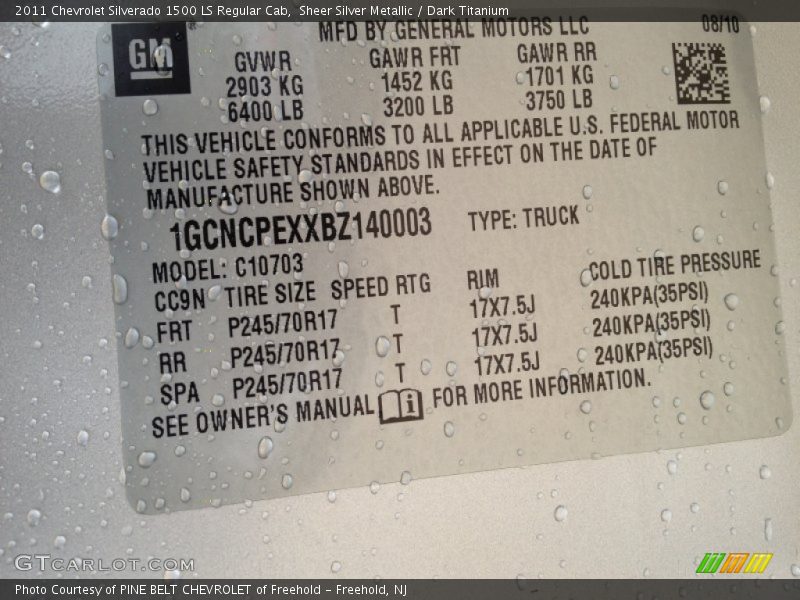 Sheer Silver Metallic / Dark Titanium 2011 Chevrolet Silverado 1500 LS Regular Cab