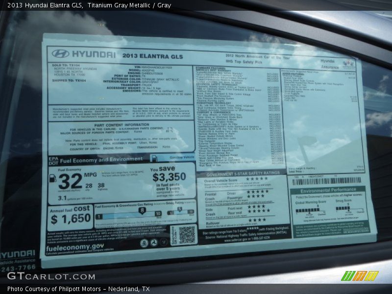 Titanium Gray Metallic / Gray 2013 Hyundai Elantra GLS