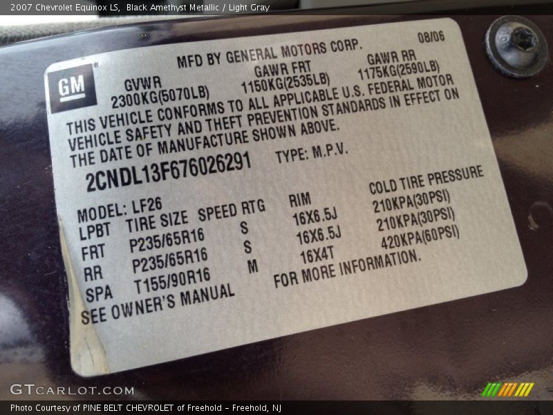 Black Amethyst Metallic / Light Gray 2007 Chevrolet Equinox LS