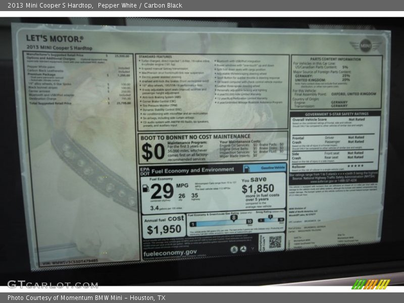Pepper White / Carbon Black 2013 Mini Cooper S Hardtop