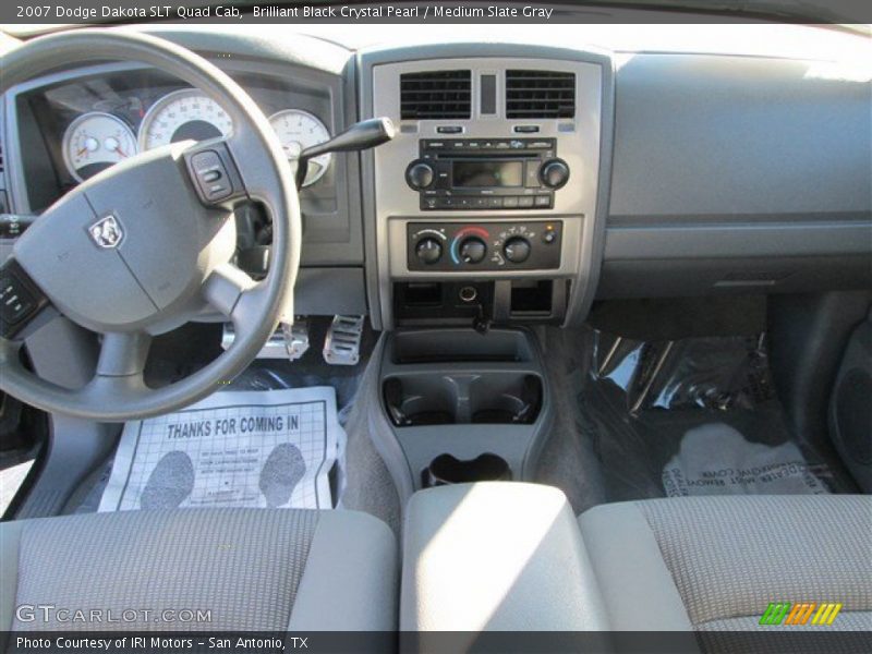 Brilliant Black Crystal Pearl / Medium Slate Gray 2007 Dodge Dakota SLT Quad Cab