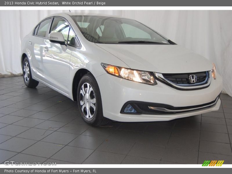 White Orchid Pearl / Beige 2013 Honda Civic Hybrid Sedan