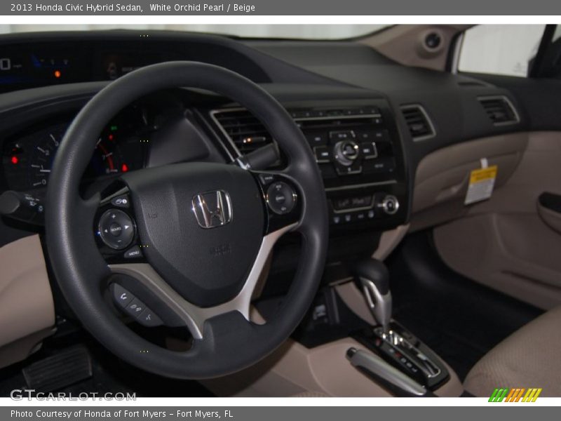 White Orchid Pearl / Beige 2013 Honda Civic Hybrid Sedan