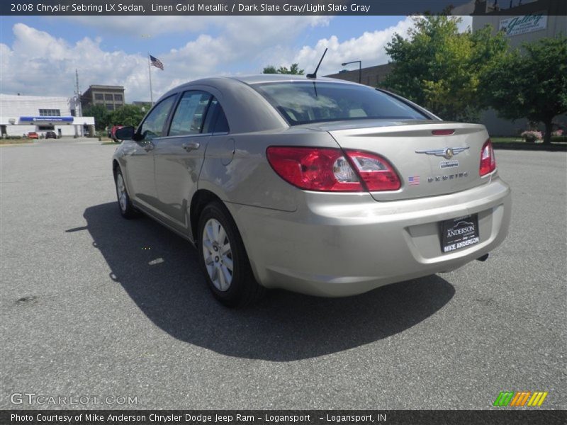 Linen Gold Metallic / Dark Slate Gray/Light Slate Gray 2008 Chrysler Sebring LX Sedan