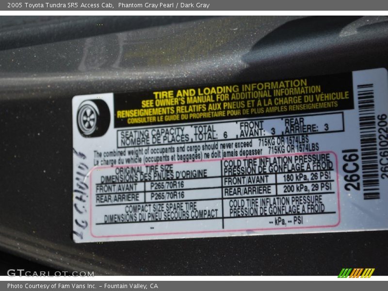 Phantom Gray Pearl / Dark Gray 2005 Toyota Tundra SR5 Access Cab