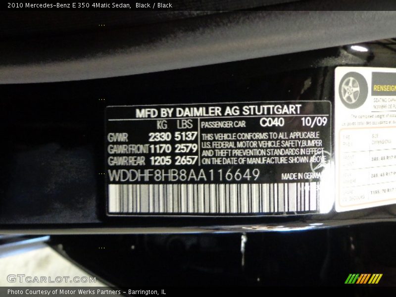 Black / Black 2010 Mercedes-Benz E 350 4Matic Sedan