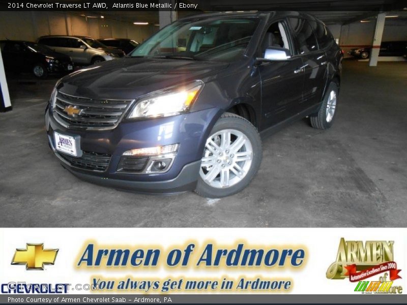 Atlantis Blue Metallic / Ebony 2014 Chevrolet Traverse LT AWD