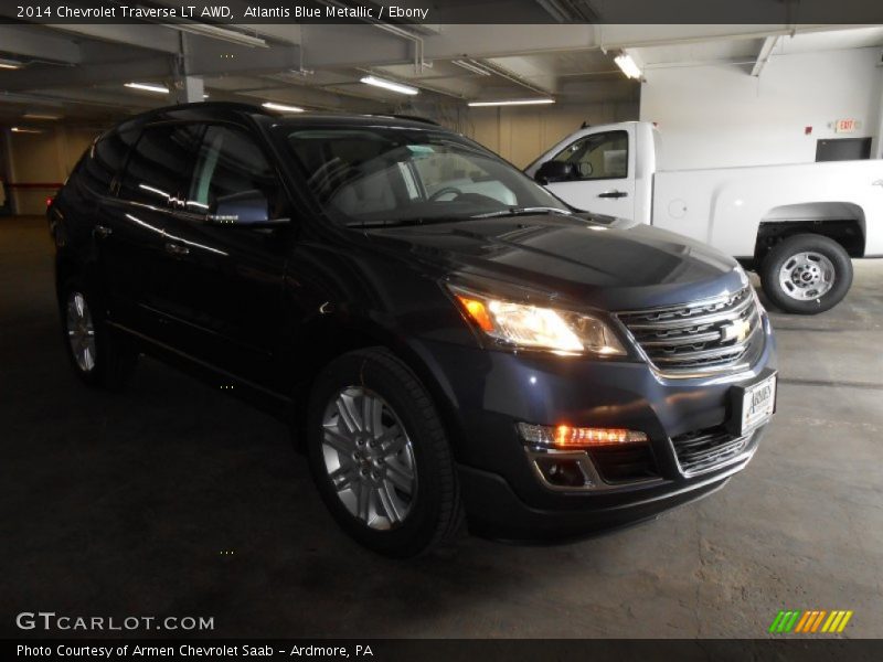 Atlantis Blue Metallic / Ebony 2014 Chevrolet Traverse LT AWD