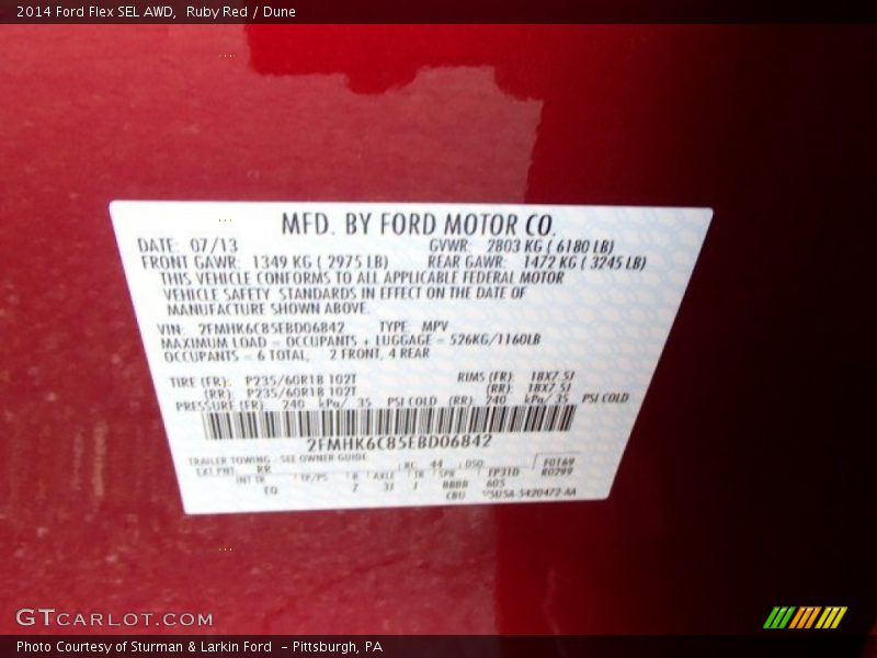 Ruby Red / Dune 2014 Ford Flex SEL AWD