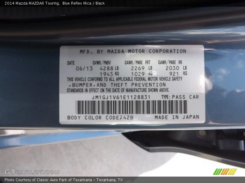 Blue Reflex Mica / Black 2014 Mazda MAZDA6 Touring