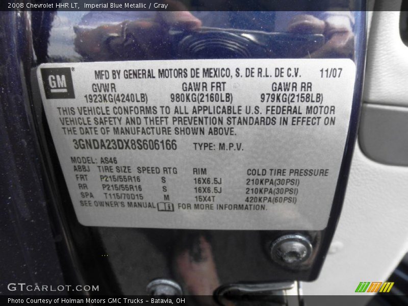 Imperial Blue Metallic / Gray 2008 Chevrolet HHR LT