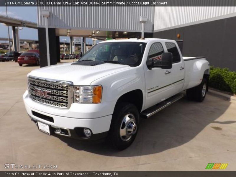 Summit White / Cocoa/Light Cashmere 2014 GMC Sierra 3500HD Denali Crew Cab 4x4 Dually
