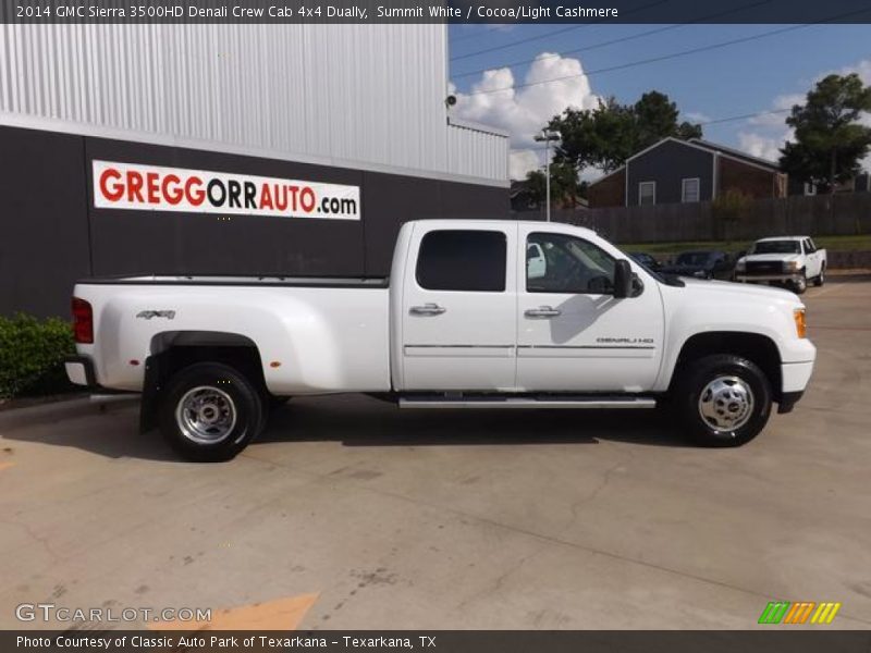 Summit White / Cocoa/Light Cashmere 2014 GMC Sierra 3500HD Denali Crew Cab 4x4 Dually