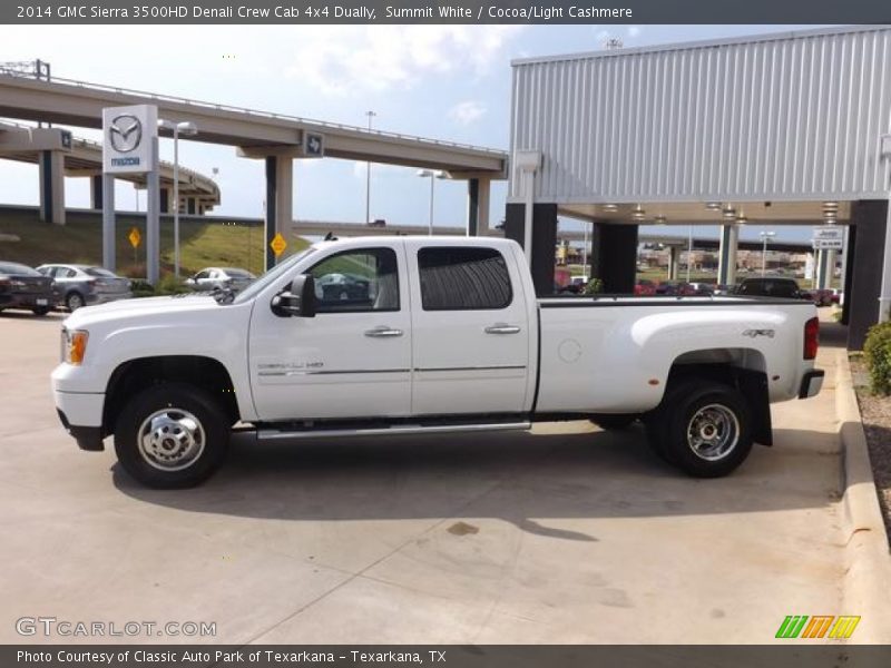 Summit White / Cocoa/Light Cashmere 2014 GMC Sierra 3500HD Denali Crew Cab 4x4 Dually