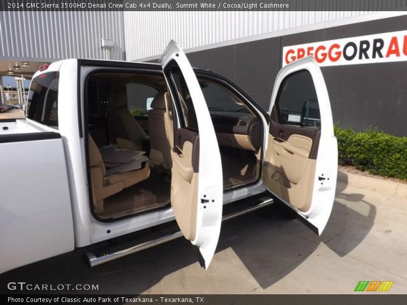 Summit White / Cocoa/Light Cashmere 2014 GMC Sierra 3500HD Denali Crew Cab 4x4 Dually
