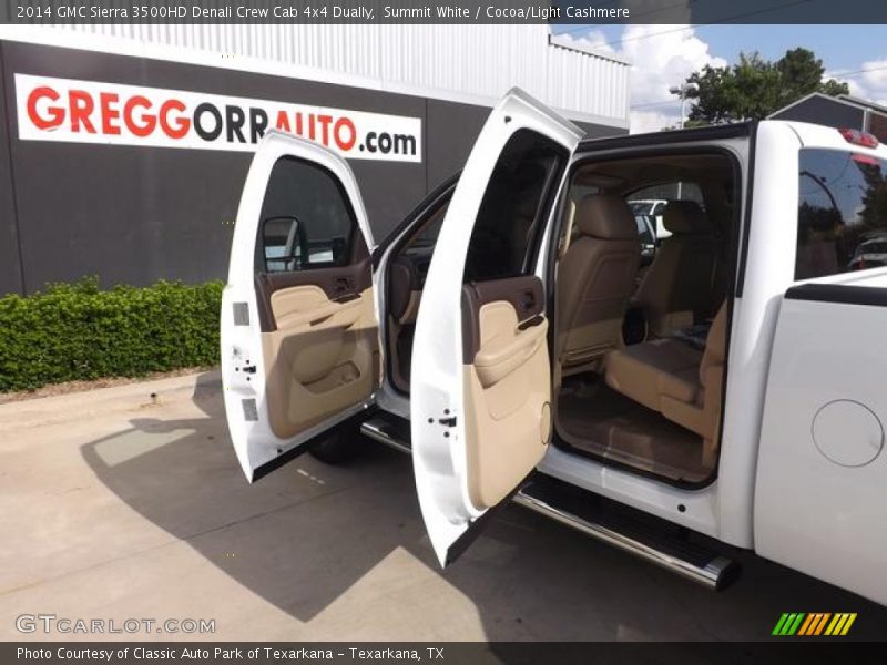 Summit White / Cocoa/Light Cashmere 2014 GMC Sierra 3500HD Denali Crew Cab 4x4 Dually