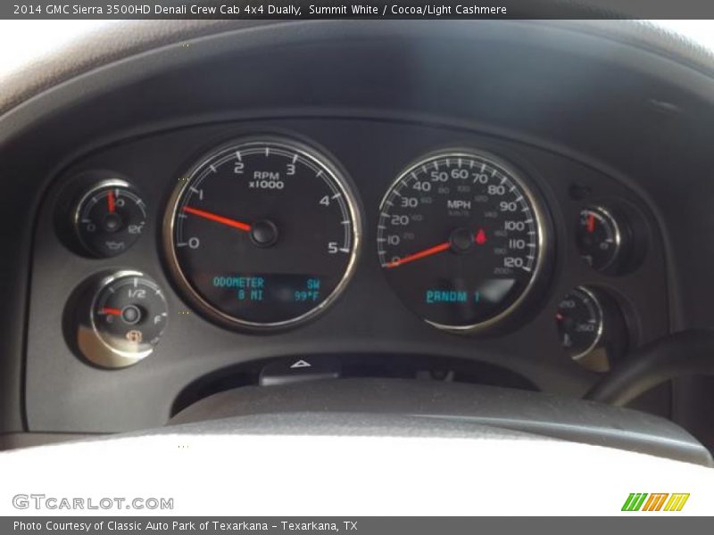 Summit White / Cocoa/Light Cashmere 2014 GMC Sierra 3500HD Denali Crew Cab 4x4 Dually