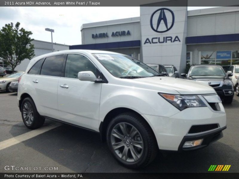 Aspen White Pearl / Taupe 2011 Acura MDX Advance