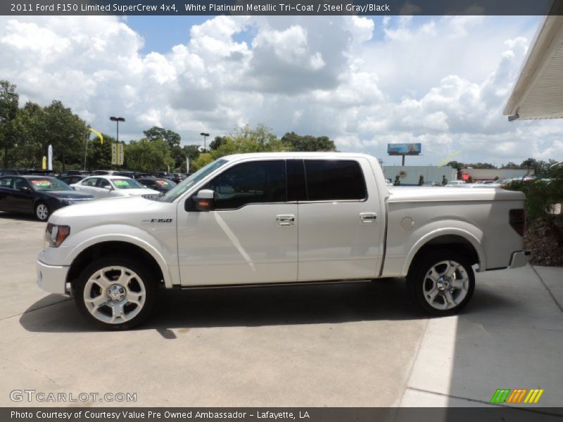White Platinum Metallic Tri-Coat / Steel Gray/Black 2011 Ford F150 Limited SuperCrew 4x4