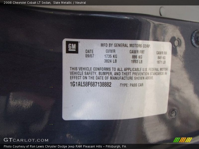 Slate Metallic / Neutral 2008 Chevrolet Cobalt LT Sedan