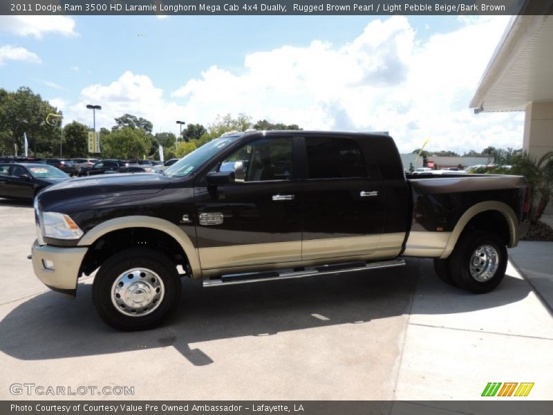 Rugged Brown Pearl / Light Pebble Beige/Bark Brown 2011 Dodge Ram 3500 HD Laramie Longhorn Mega Cab 4x4 Dually