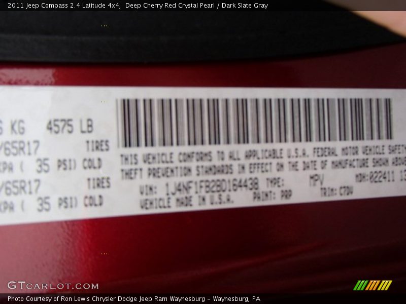 Deep Cherry Red Crystal Pearl / Dark Slate Gray 2011 Jeep Compass 2.4 Latitude 4x4