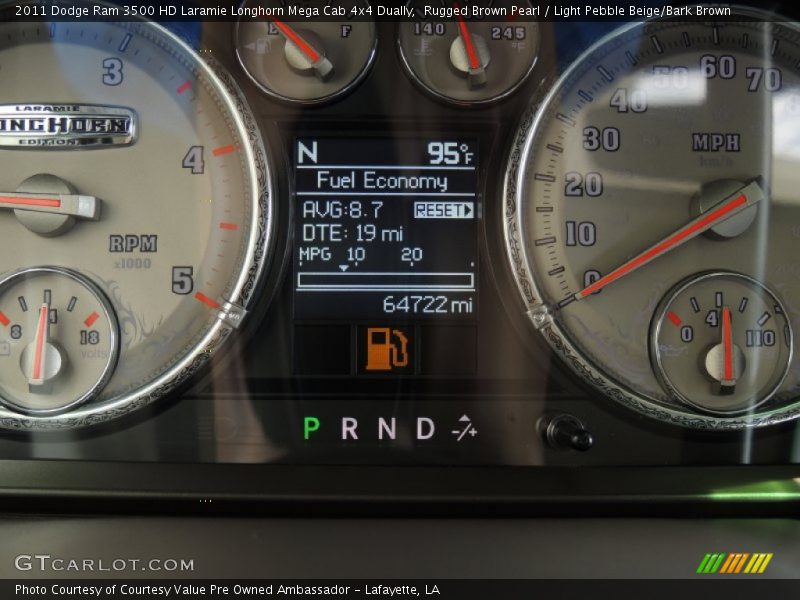 Rugged Brown Pearl / Light Pebble Beige/Bark Brown 2011 Dodge Ram 3500 HD Laramie Longhorn Mega Cab 4x4 Dually