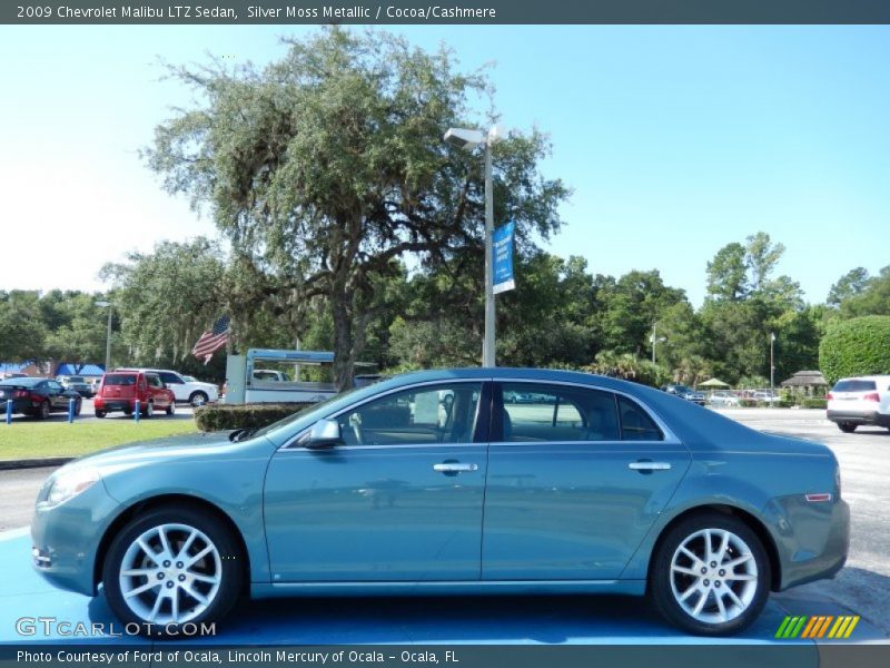 Silver Moss Metallic / Cocoa/Cashmere 2009 Chevrolet Malibu LTZ Sedan