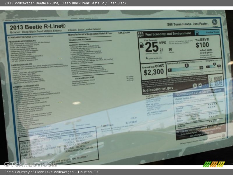  2013 Beetle R-Line Window Sticker
