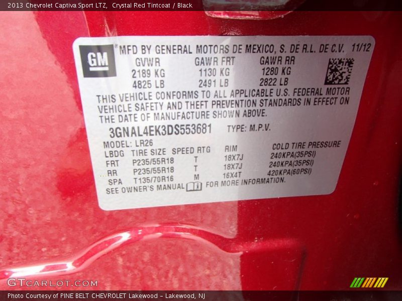 Crystal Red Tintcoat / Black 2013 Chevrolet Captiva Sport LTZ