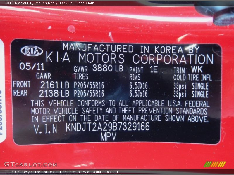 Molten Red / Black Soul Logo Cloth 2011 Kia Soul +