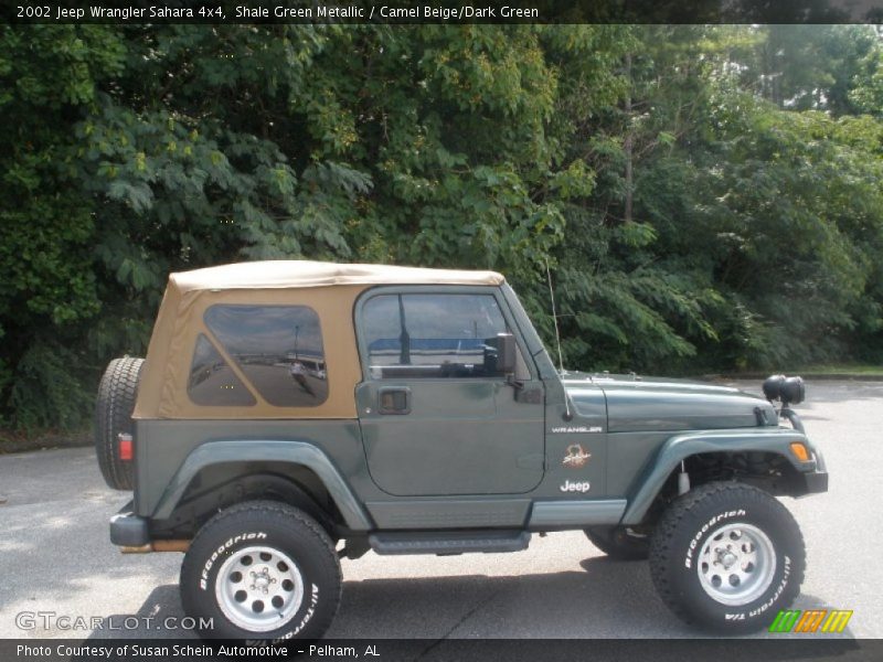 Shale Green Metallic / Camel Beige/Dark Green 2002 Jeep Wrangler Sahara 4x4
